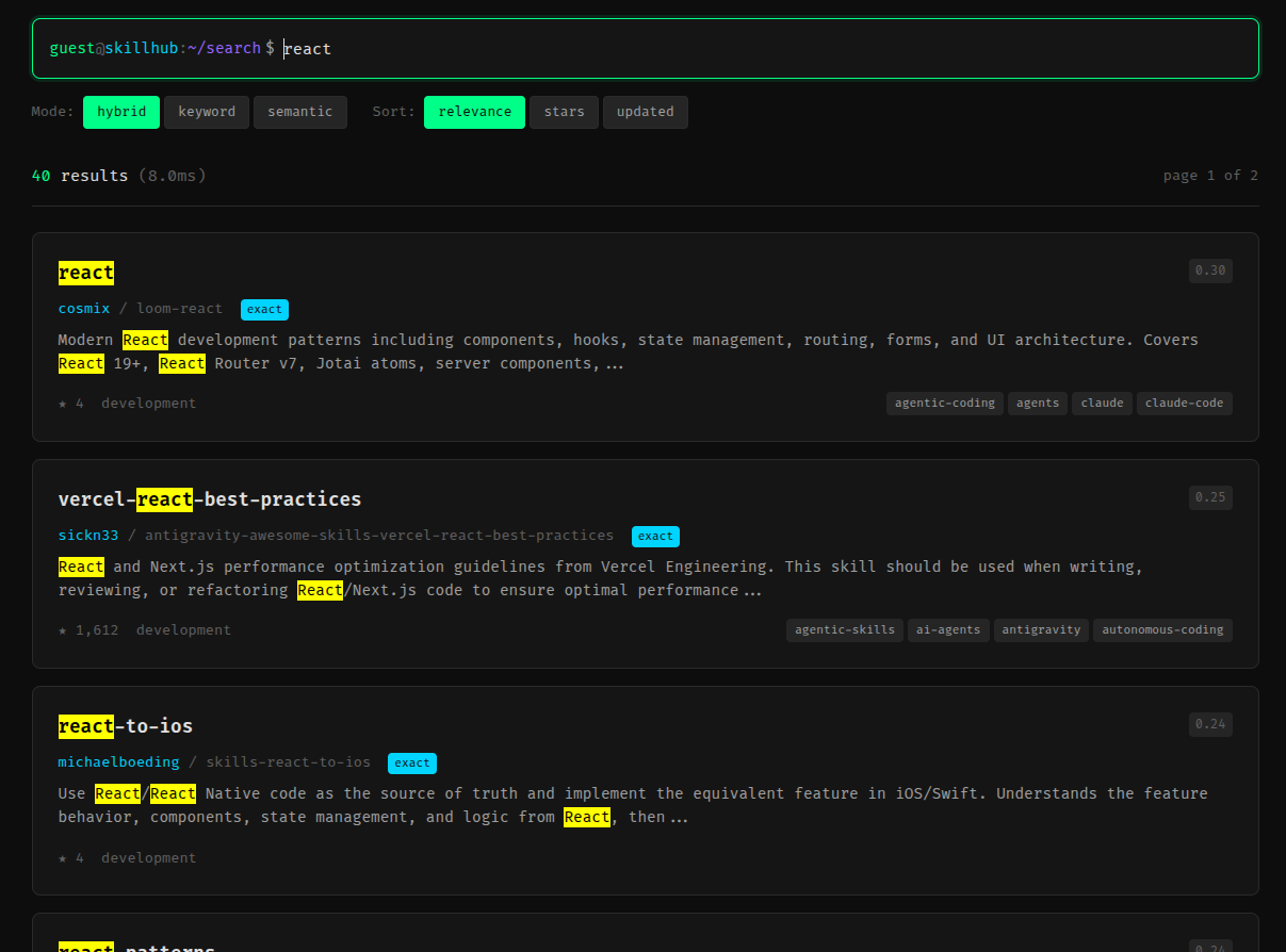 React agent skills search on agentskillsrepo.com.png